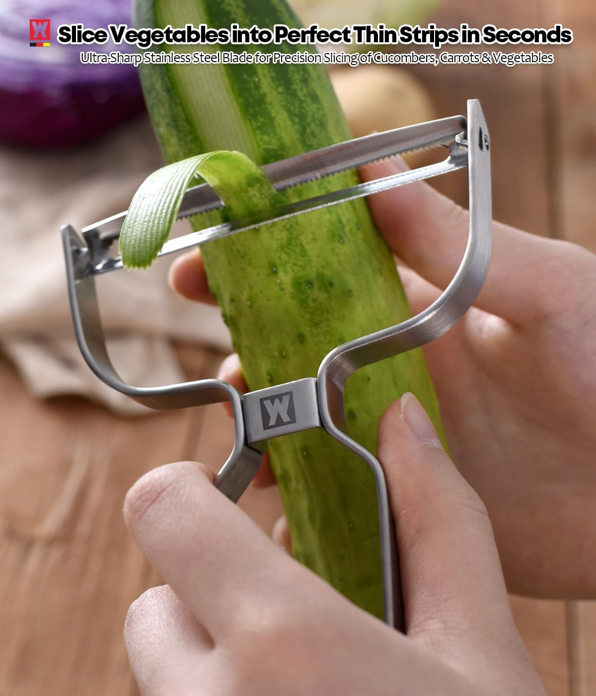 Stainless Steel Potato Peeler with Extra-Wide Peeling Blade, Great for Large Vegetables (1611)