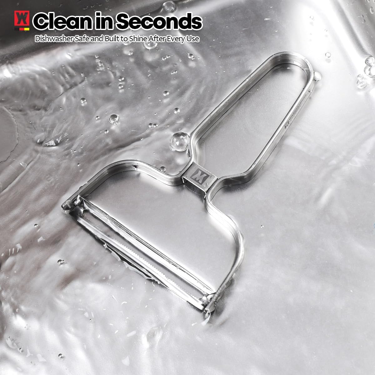 Stainless Steel Potato Peeler with Extra-Wide Peeling Blade, Great for Large Vegetables (1611)