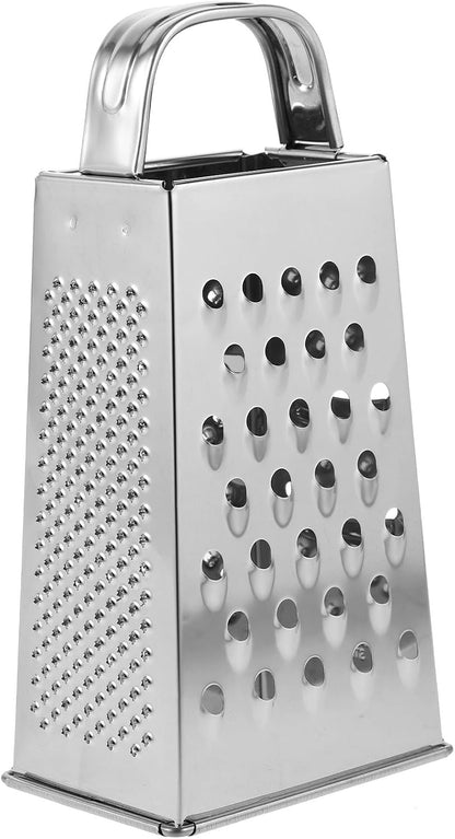 Stainless Steel Grater for Kitchen 4 Sided Cheese Grater Metal with Handle Vegetable Grating Tool and Food Shredder for Potato Ginger Garlic 7.08 X 3.46 X 2.48 in 1 Pack