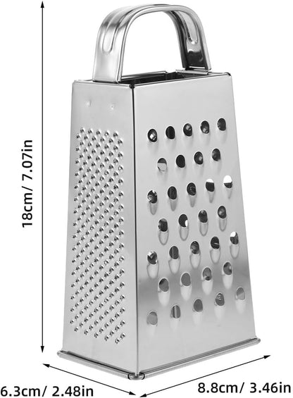 Stainless Steel Grater for Kitchen 4 Sided Cheese Grater Metal with Handle Vegetable Grating Tool and Food Shredder for Potato Ginger Garlic 7.08 X 3.46 X 2.48 in 1 Pack