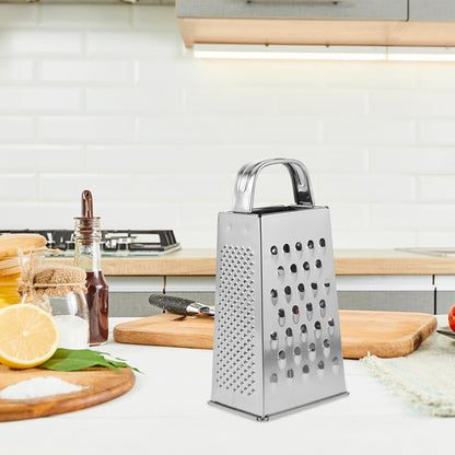 Stainless Steel Grater for Kitchen 4 Sided Cheese Grater Metal with Handle Vegetable Grating Tool and Food Shredder for Potato Ginger Garlic 7.08 X 3.46 X 2.48 in 1 Pack