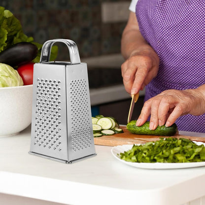 Stainless Steel Grater for Kitchen 4 Sided Cheese Grater Metal with Handle Vegetable Grating Tool and Food Shredder for Potato Ginger Garlic 7.08 X 3.46 X 2.48 in 1 Pack