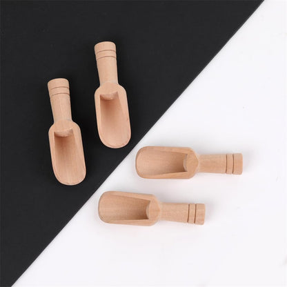 2pcs Mini Wooden Spoons，Mini Bamboo Spoons for Bath Salts, tea scoop, Washing Powder spoon，wooden candy spoon, 2.9 * 0.6 inch