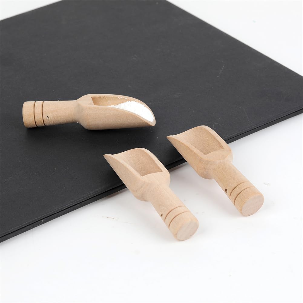 2pcs Mini Wooden Spoons，Mini Bamboo Spoons for Bath Salts, tea scoop, Washing Powder spoon，wooden candy spoon, 2.9 * 0.6 inch