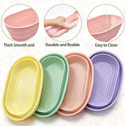10-Piece Set Oval Banneton Bread Proofing Basket,10 Inch Natural Rattan Sourdough Proofing Kit with Cloth Liners and Dough Scrapers,Sourdough Bread Baking Supplies for Home Bakers