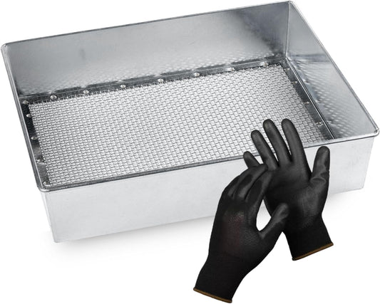 Soil Sifter, 1/8-inch Compact Galvanized Garden Sieve with Gloves | Compact & lightweight, perfect for trapping and small sifting jobs