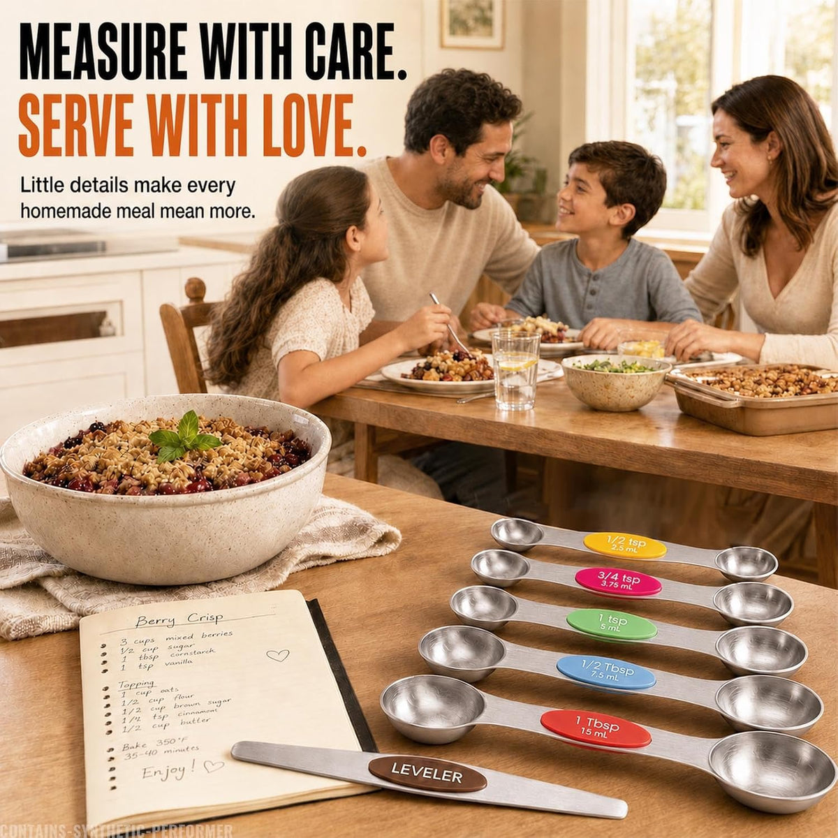 8-Piece Measuring Magnetic Spoons Set with Leveler - Stainless Steel for Measuring Dry and Liquid Ingredients, Double Ended, Stackable & Nested Fits in Kitchen Spice Jars for Baking & Cooking