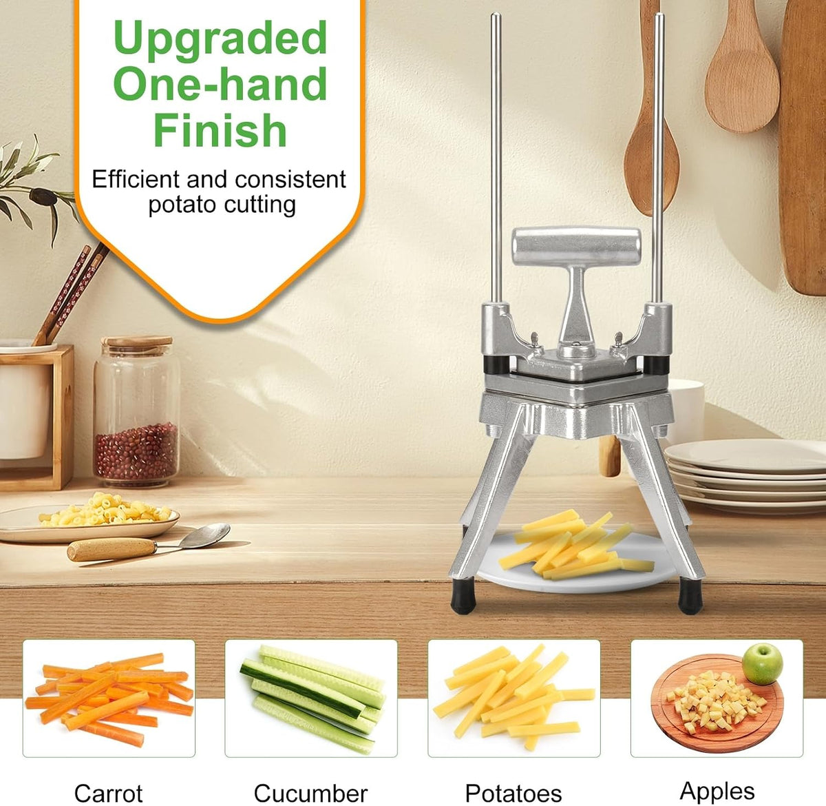Commercial Vegetable Chopper, 1/4" Stainless Steel Dicer | 420 stainless blade, aluminum alloy frame, detachable for cleaning & storage, fast uniform dicing, for fruits & veggies