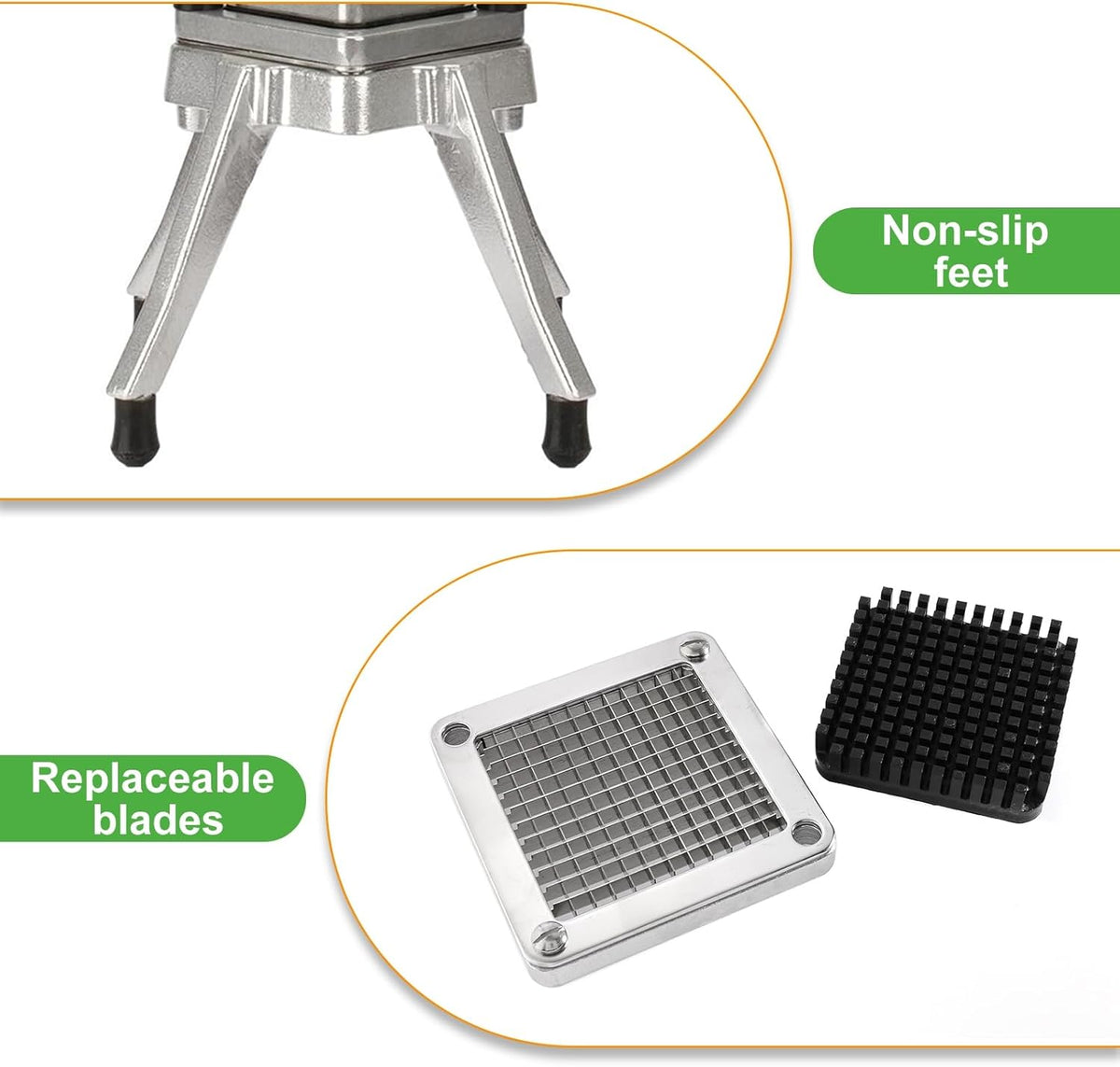 Commercial Vegetable Chopper, 1/4" Stainless Steel Dicer | 420 stainless blade, aluminum alloy frame, detachable for cleaning & storage, fast uniform dicing, for fruits & veggies