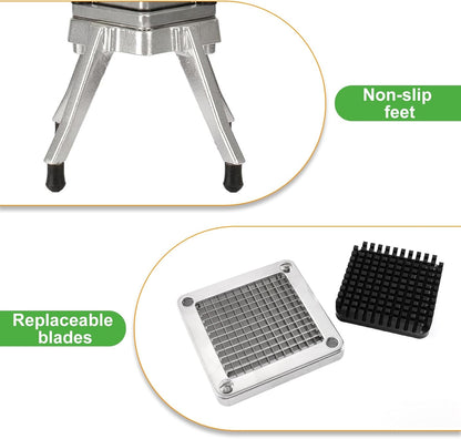 Commercial Vegetable Chopper, 1/4" Stainless Steel Dicer | 420 stainless blade, aluminum alloy frame, detachable for cleaning & storage, fast uniform dicing, for fruits & veggies