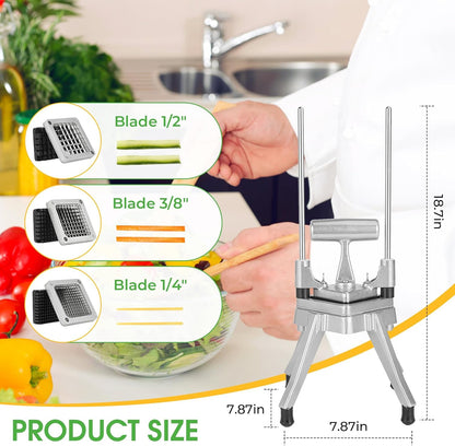 Commercial Vegetable Chopper, 1/4" Stainless Steel Dicer | 420 stainless blade, aluminum alloy frame, detachable for cleaning & storage, fast uniform dicing, for fruits & veggies