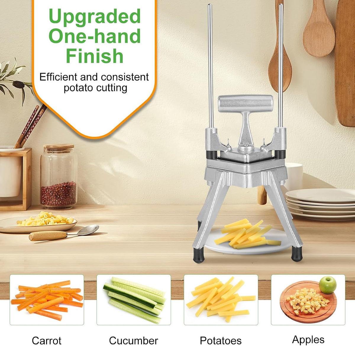 Commercial Vegetable Chopper, 1/4" Stainless Steel Dicer | 420 stainless blade, aluminum alloy frame, detachable for cleaning & storage, fast uniform dicing, for fruits & veggies