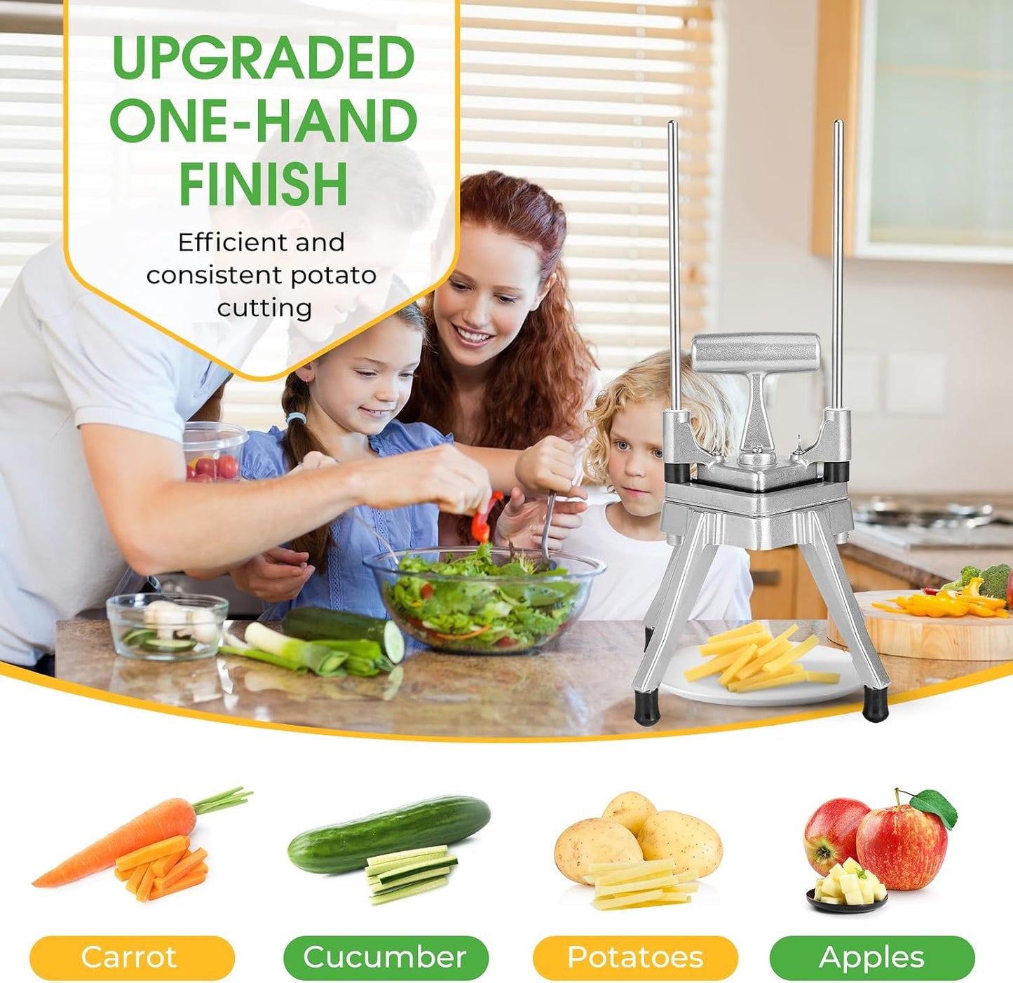 Commercial Vegetable Chopper, 1/4" Stainless Steel Dicer | 420 stainless blade, aluminum alloy frame, detachable for cleaning & storage, fast uniform dicing, for fruits & veggies