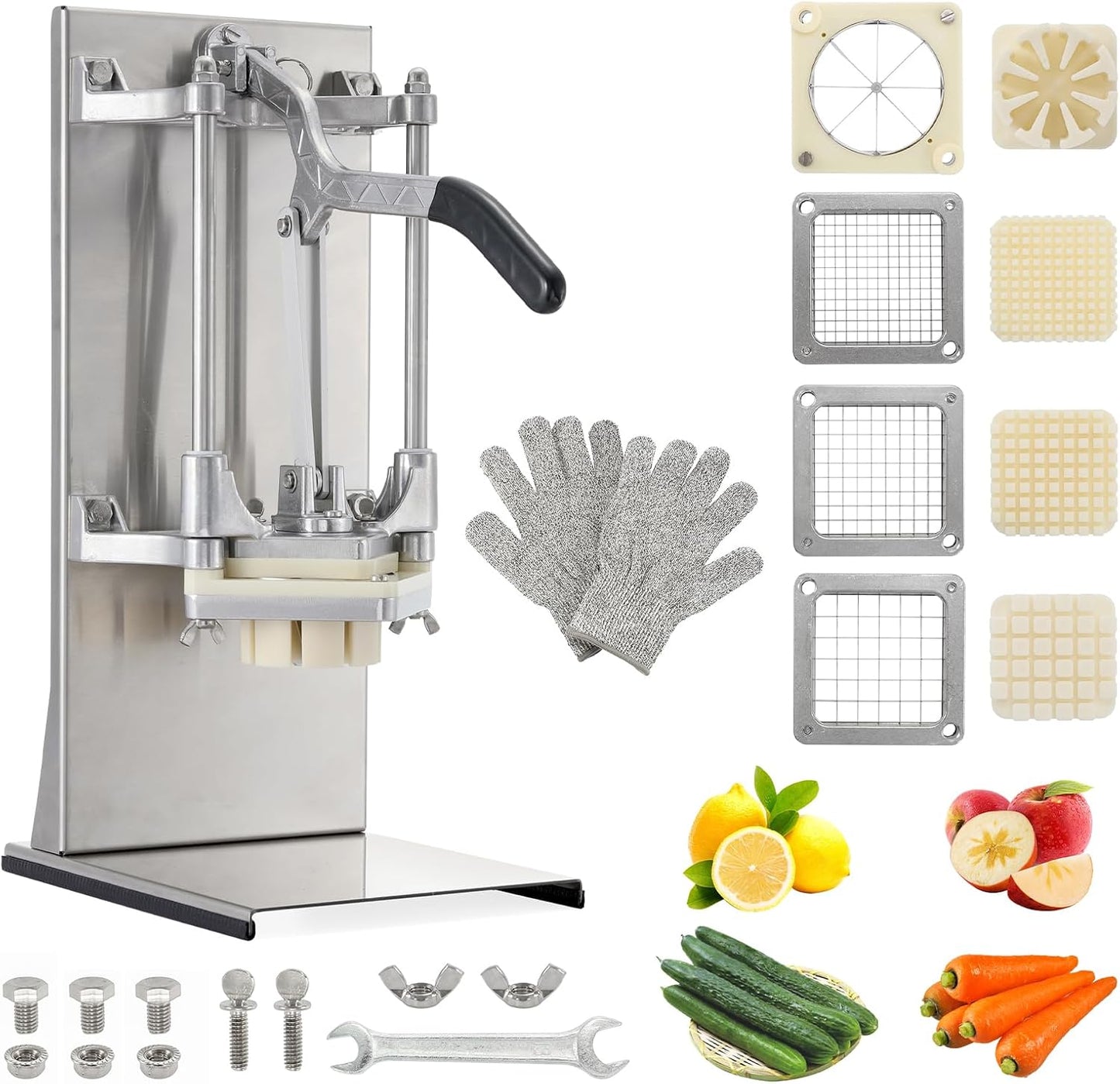 Commercial Vegetable Chopper, 1/4" Stainless Steel Dicer | 420 stainless blade, aluminum alloy frame, detachable for cleaning & storage, fast uniform dicing, for fruits & veggies