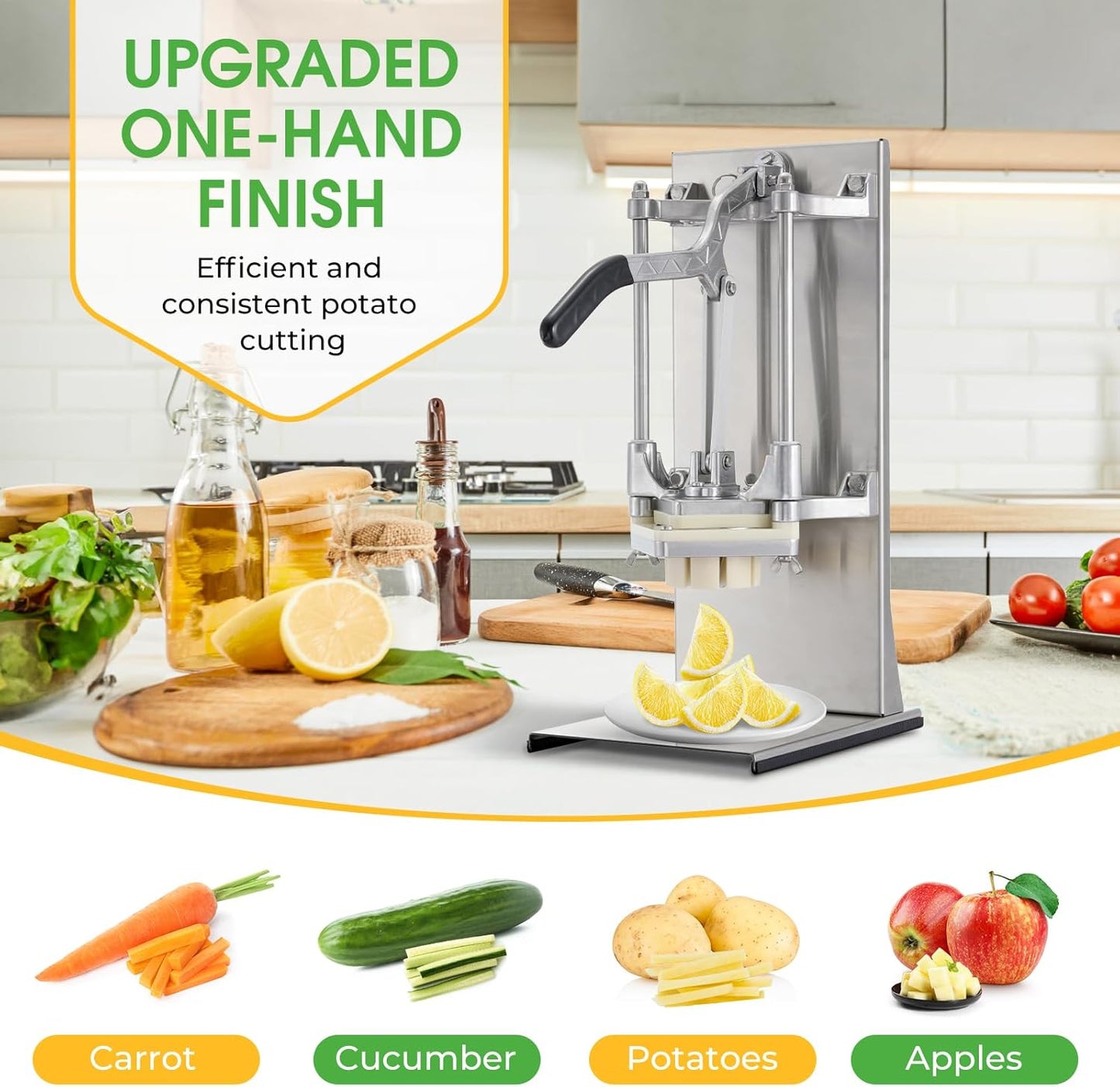 Commercial Vegetable Chopper, 1/4" Stainless Steel Dicer | 420 stainless blade, aluminum alloy frame, detachable for cleaning & storage, fast uniform dicing, for fruits & veggies
