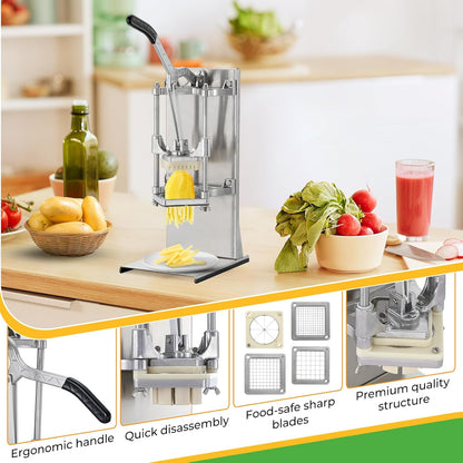 Commercial Vegetable Chopper, 1/4" Stainless Steel Dicer | 420 stainless blade, aluminum alloy frame, detachable for cleaning & storage, fast uniform dicing, for fruits & veggies