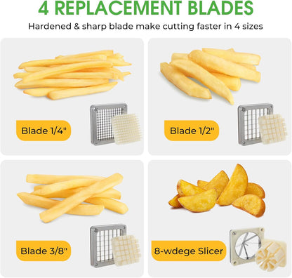 Commercial Vegetable Chopper, 1/4" Stainless Steel Dicer | 420 stainless blade, aluminum alloy frame, detachable for cleaning & storage, fast uniform dicing, for fruits & veggies