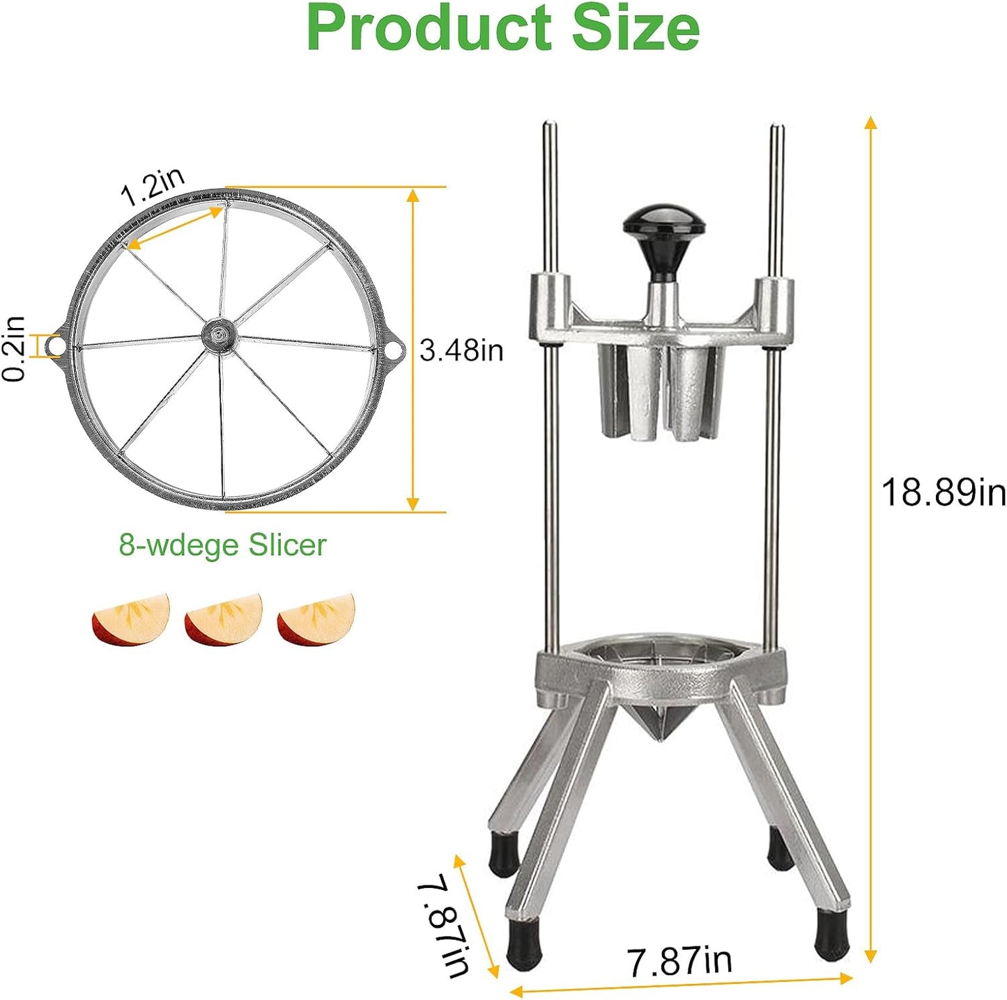 Commercial Vegetable Chopper, 1/4" Stainless Steel Dicer | 420 stainless blade, aluminum alloy frame, detachable for cleaning & storage, fast uniform dicing, for fruits & veggies