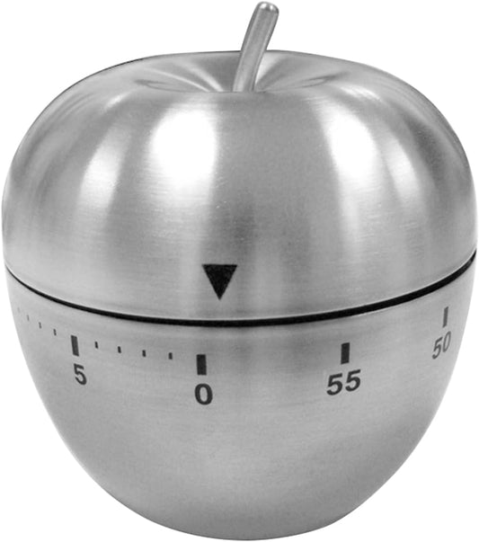 Wind Up Kitchen Timer, 0-60 Min Analog Countdown, No Batteries, Silver | For cooking baking study routines, Ring may be easy to miss in noisy spaces, Do not submerge in water