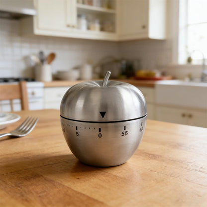Wind Up Kitchen Timer, 0-60 Min Analog Countdown, No Batteries, Silver | For cooking baking study routines, Ring may be easy to miss in noisy spaces, Do not submerge in water