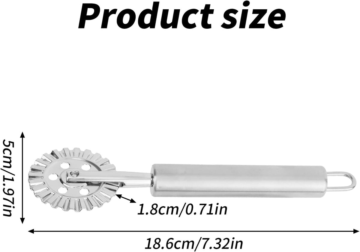 Pastry Wheel Cutter, Stainless Steel Fluted Pasta Crimping Wheel Dough Crimper Pie Crust Cutter Lattice Roller Ravioli Maker Tool for Pizza Noodle Cracker