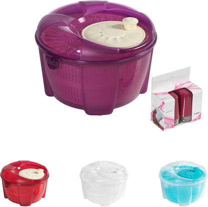 Salad Spinner, Salad Tosser and Mixer, 5,5 Quart, Vegetable Spinner -EXTRA Salt&Pepper Shaker inc. (Purple)