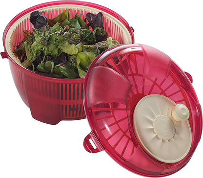 Salad Spinner, Salad Tosser and Mixer, 5,5 Quart, Vegetable Spinner -EXTRA Salt&Pepper Shaker inc. (Purple)