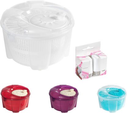 Salad Spinner, Salad Tosser and Mixer, 5,5 Quart, Vegetable Spinner -EXTRA Salt&Pepper Shaker inc. (Purple)