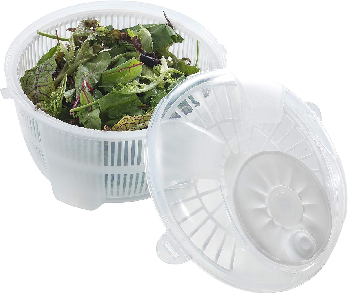 Salad Spinner, Salad Tosser and Mixer, 5,5 Quart, Vegetable Spinner -EXTRA Salt&Pepper Shaker inc. (Purple)