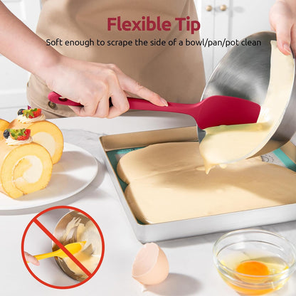 600ºF Heat Resistant Silicone Spatulas for Cooking, 4Pcs/Red