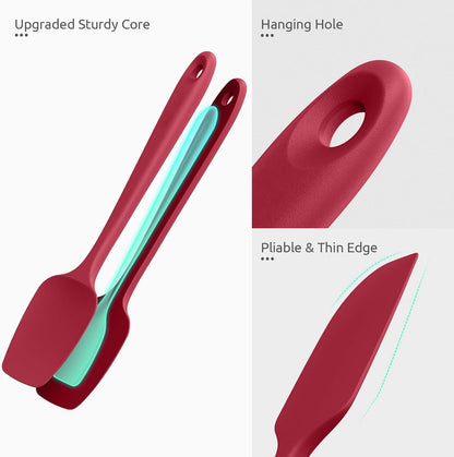 600ºF Heat Resistant Silicone Spatulas for Cooking, 4Pcs/Red