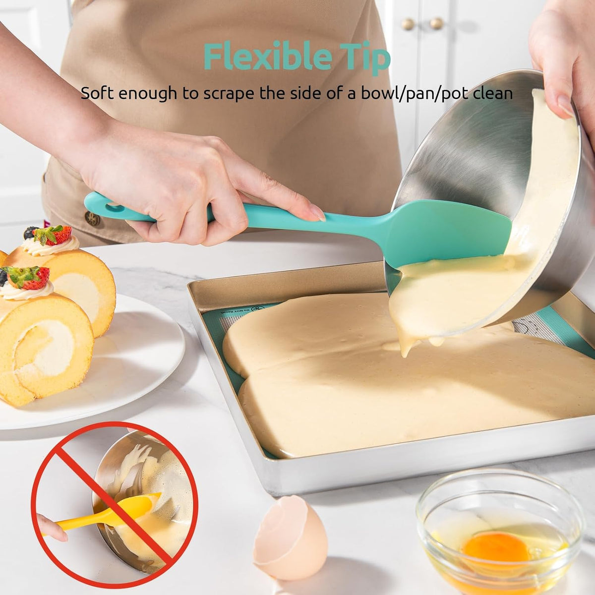 600ºF Heat Resistant Silicone Spatulas for Cooking, 4Pcs/Red