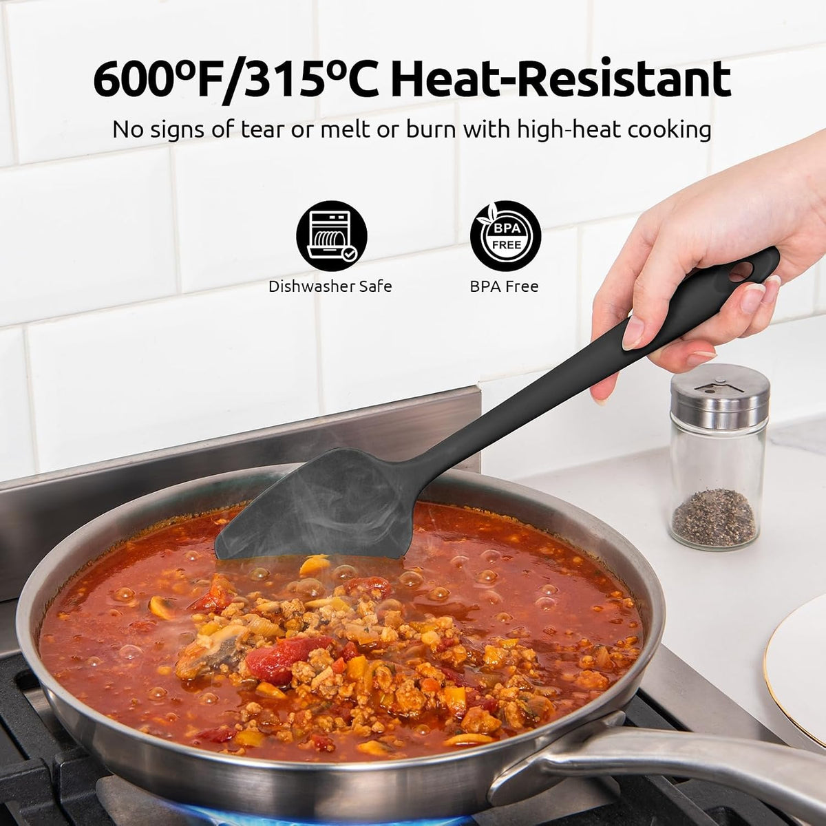 600ºF Heat Resistant Silicone Spatulas for Cooking, 4Pcs/Red
