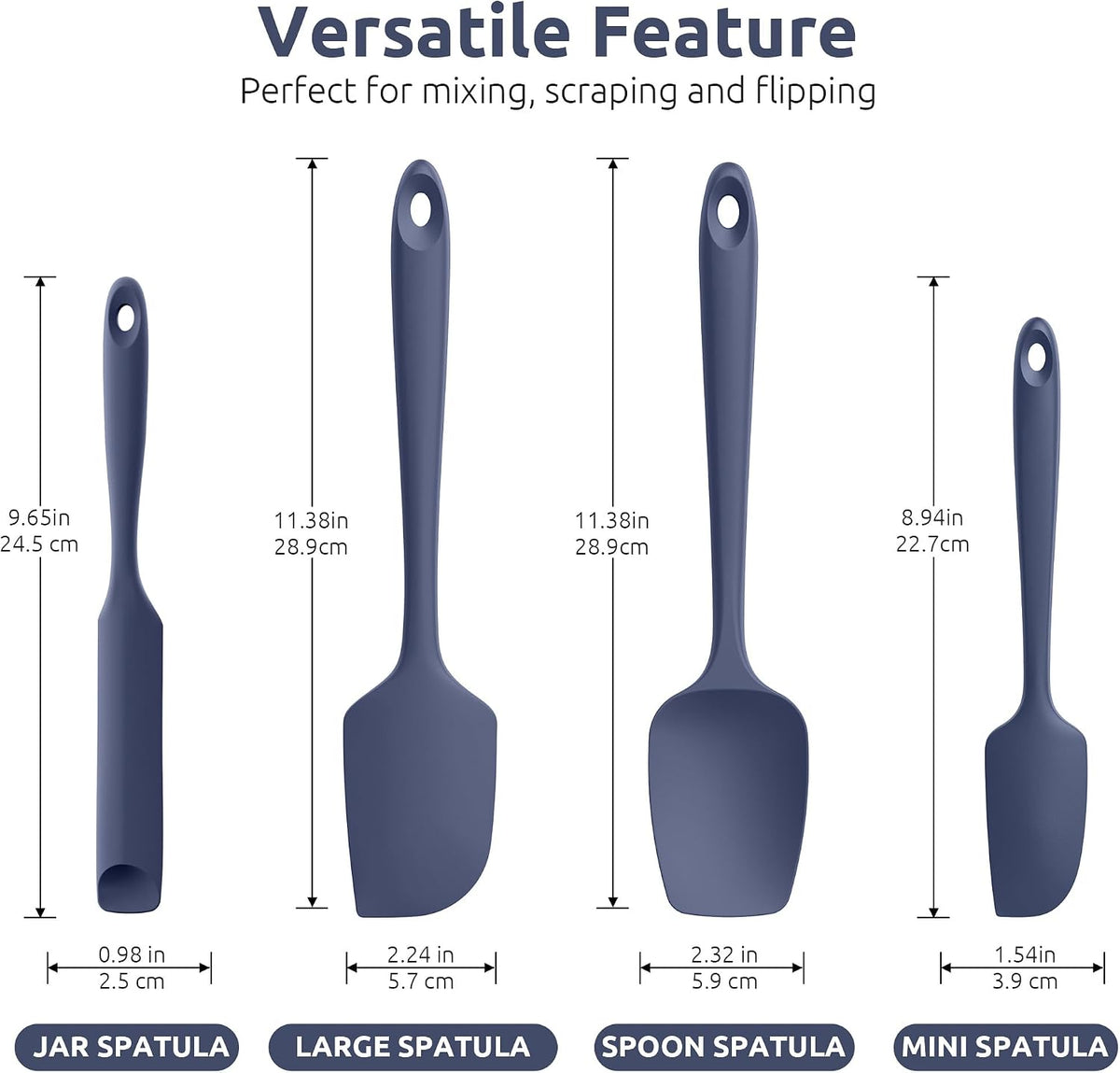 600ºF Heat Resistant Silicone Spatulas for Cooking, 4Pcs/Red