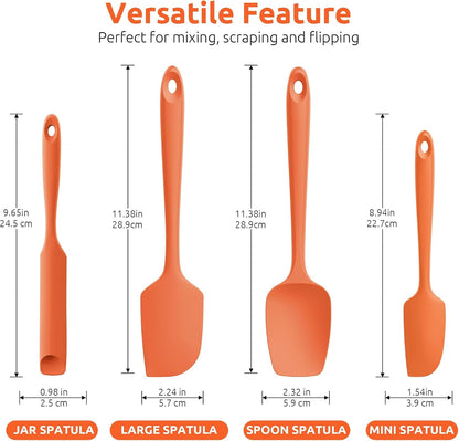 600ºF Heat Resistant Silicone Spatulas for Cooking, 4Pcs/Red