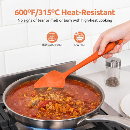 600ºF Heat Resistant Silicone Spatulas for Cooking, 4Pcs/Red