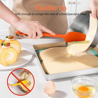 600ºF Heat Resistant Silicone Spatulas for Cooking, 4Pcs/Red