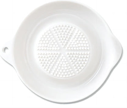 1 Pack Advanced Ceramic Grater Plate for Ginger, Garlic, Onion, Cheese, Lemon, Chocolate, Vegetables and Fruits in Kitchen, White, 4 Inches