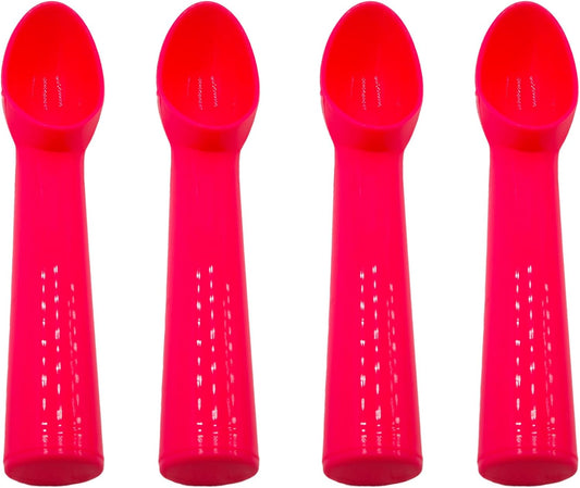 4pcs Plastic Ice Cream Scoop Nonstick Melon Baller Spoon for Ice Cream, Fruits, Yogurt, Sorbet, and Melon Balls(Pink)