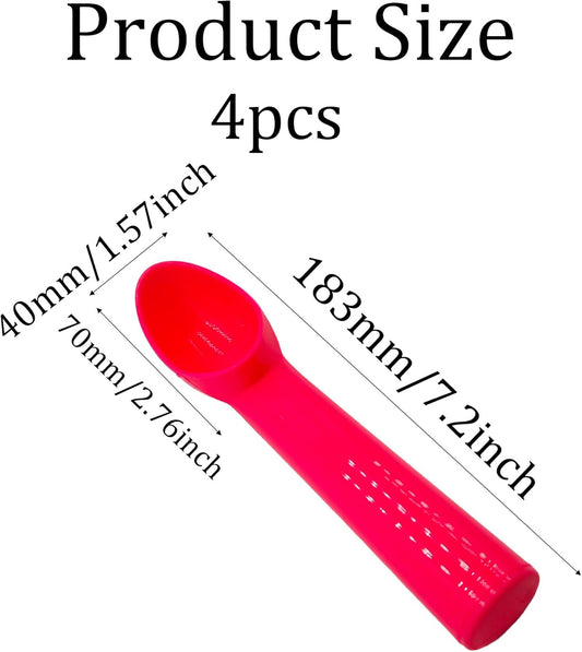 4pcs Plastic Ice Cream Scoop Nonstick Melon Baller Spoon for Ice Cream, Fruits, Yogurt, Sorbet, and Melon Balls(Pink)