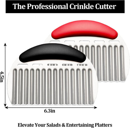 Crinkle Cutter Stainless Steel French Fry Cutter for Potato Slicer, Ripple Chips, Salads Effortlessly Cuts Potatoes, Carrots, Cucumbers Perfect for Meal Prep, Holidays & Entertaining