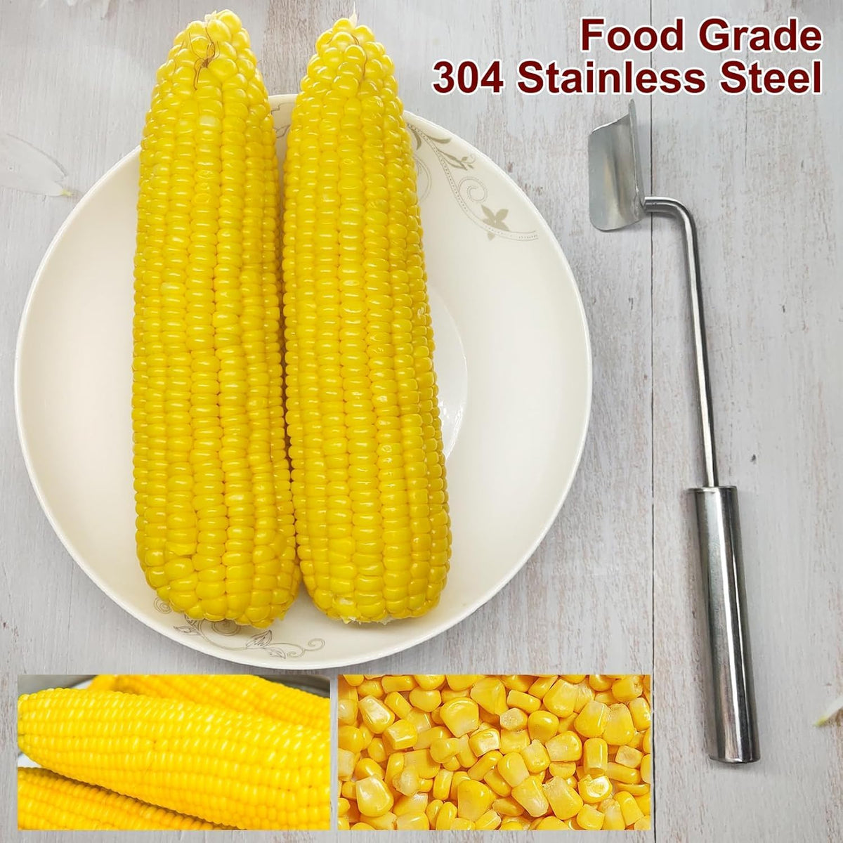 Corn Cob Stripper，2026 NEW Long Handle Stainless Steel Corn Stripping Too，Corn on the Cob Remover, Fast and Safe, Suitable for Home Kitchens, Restaurant Chefs, Outdoor Dining Enthusiasts