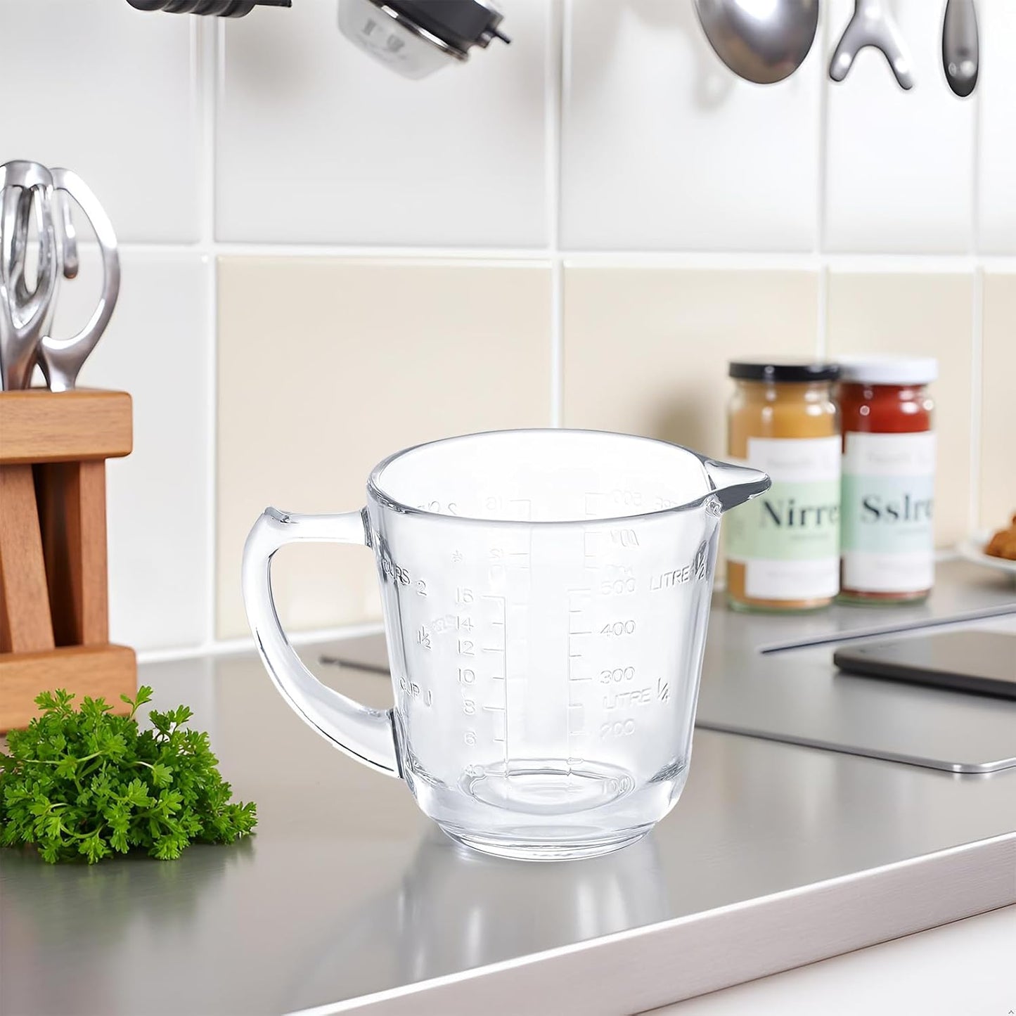 Left Handed Glass Measuring Cups for Left Hand People(2-Cup, 500 ml) | Glass, for Lefty