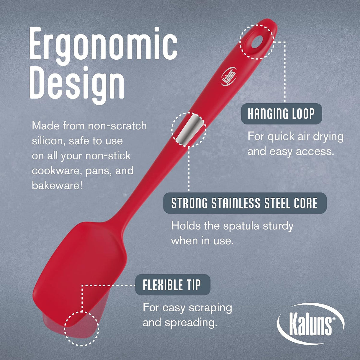 Silicone Spatula Set, 4 Rubber Spatulas 600°F Heat Resistant, Nonstick Seamless Design with Stainless Steel Core, Dishwasher Safe, BPA free, Bonus Tongs Included