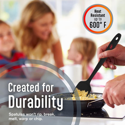 Silicone Spatula Set, 4 Rubber Spatulas 600°F Heat Resistant, Nonstick Seamless Design with Stainless Steel Core, Dishwasher Safe, BPA free, Bonus Tongs Included