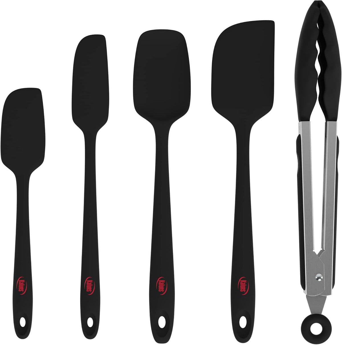 Silicone Spatula Set, 4 Rubber Spatulas 600°F Heat Resistant, Nonstick Seamless Design with Stainless Steel Core, Dishwasher Safe, BPA free, Bonus Tongs Included