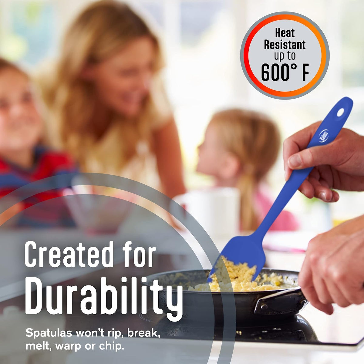 Silicone Spatula Set, 4 Rubber Spatulas 600°F Heat Resistant, Nonstick Seamless Design with Stainless Steel Core, Dishwasher Safe, BPA free, Bonus Tongs Included
