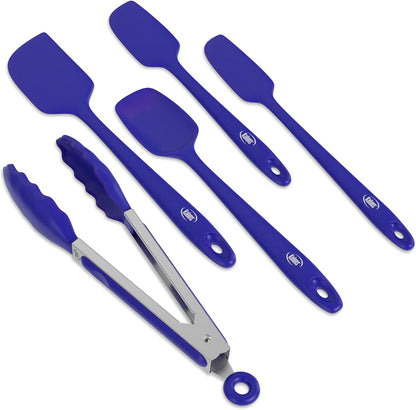 Silicone Spatula Set, 4 Rubber Spatulas 600°F Heat Resistant, Nonstick Seamless Design with Stainless Steel Core, Dishwasher Safe, BPA free, Bonus Tongs Included