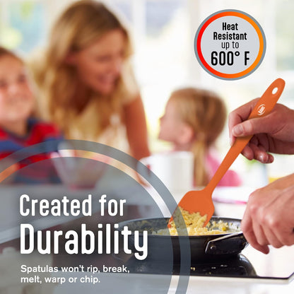 Silicone Spatula Set, 4 Rubber Spatulas 600°F Heat Resistant, Nonstick Seamless Design with Stainless Steel Core, Dishwasher Safe, BPA free, Bonus Tongs Included