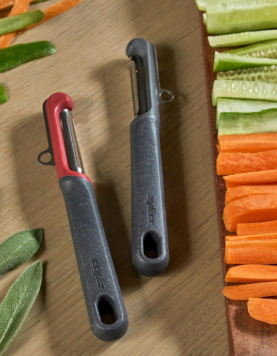 2 Piece Peeler Set with Universal & Soft Skin Peelers, Wheat Straw Handles, Stainless Steel & Micro-Serrated Blades, Eco-Friendly Dual Peeler Set for Fruits & Vegetables